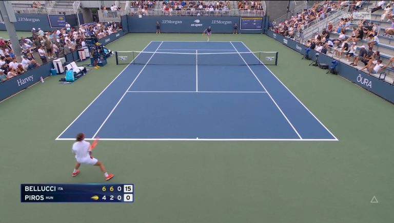 Mattia Bellucci durante il match contro Zsombor Piros agli US Open