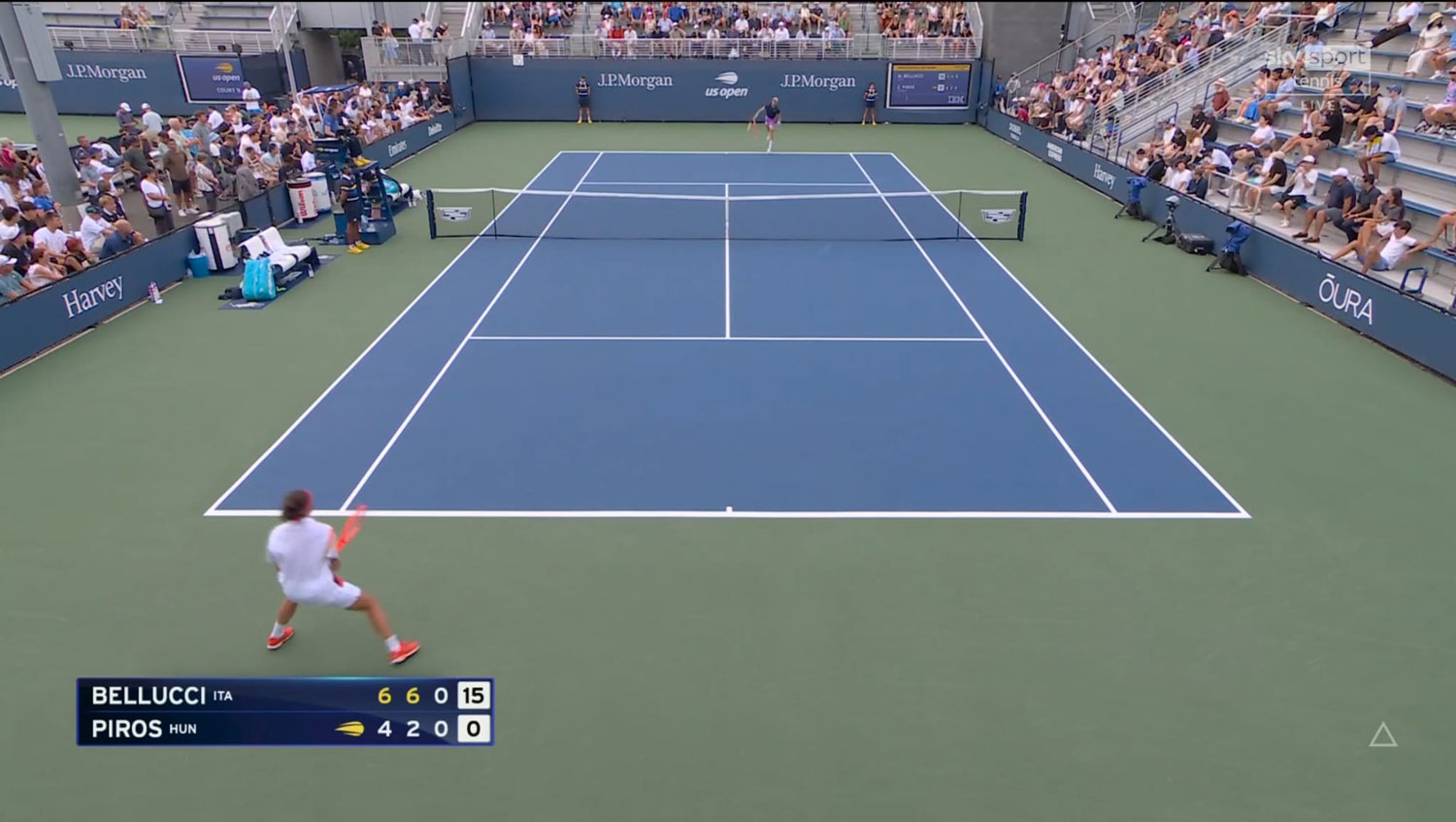 Mattia Bellucci durante il match contro Zsombor Piros agli US Open