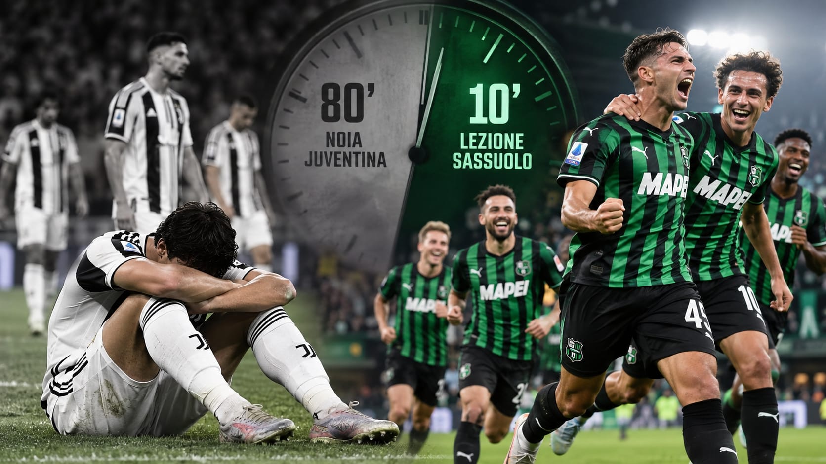 Sassuolo-Juventus 3-2: un’ora di possesso inutile, dodici minuti di lezione